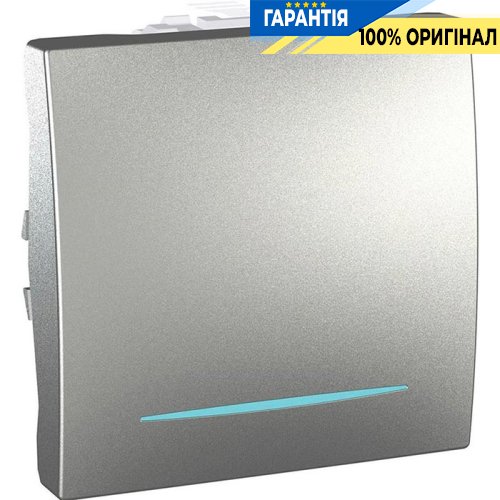 Вимикач 1-кл, 2-м. c підсів. Unica "алюміній" Schneider Electric MGU3.201.30N
