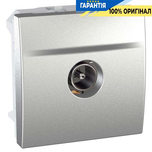 Розетка телевізійна один штирьковий роз'єм ТV 2-м. Unica "алюміній" Schneider Electric MGU3.462.30