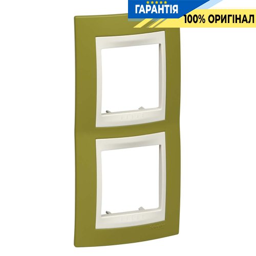 Рамка 2-а вертикальна Schneider Electric MGU6.004V.566 Unica «Plus», колір "Слонова кістка / Фісташковий"