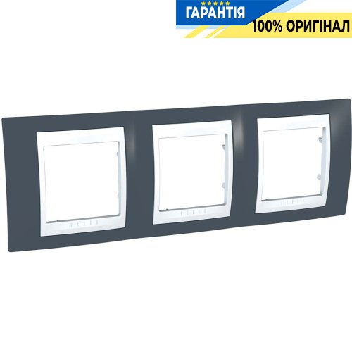 Рамка 3-я Schneider Electric MGU6.006.877 Unica «Plus», цвет Белый / Серо-зеленый