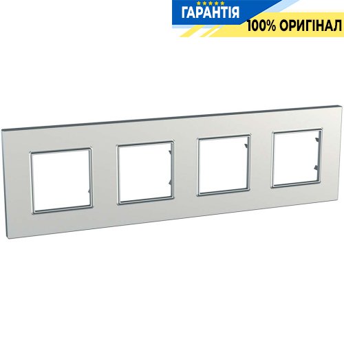 Рамка 4-я Unica Schneider Electric MGU6.708.55, «Quadro» цвет Серебро