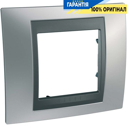 Рамка 1-я Unica Top матовый хром/графит Schneider Electric MGU66.002.238