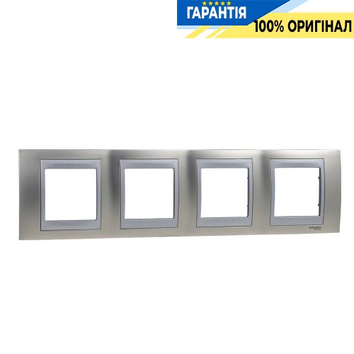 Рамка 4-я Unica Top горизонтальная, металлическая, цвет - матовый никель / алюминий Schneider Electric MGU66.008.039