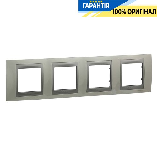 Рамка 4-я Unica Top металлическая, горизонтальная цвет белоснежный/алюминий Schneider Electric MGU66.008.092