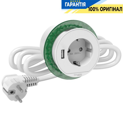 Блок розеток (2К + З) + USB тип А, Schneider Electric INS44004, Білий