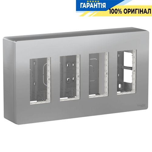 Блок unica system+ наружная установка 4х2, Unica New, Schneider Electric NU124430, алюминий