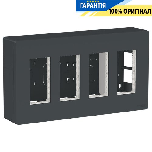 Блок unica system+ наружная установка 4х2 Unica New, Schneider Electric NU124454, антрацит