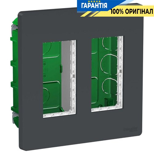 Блок unica system + прихований монтаж 2х2, Schneider Electric Unica New NU172454, Антрацит
