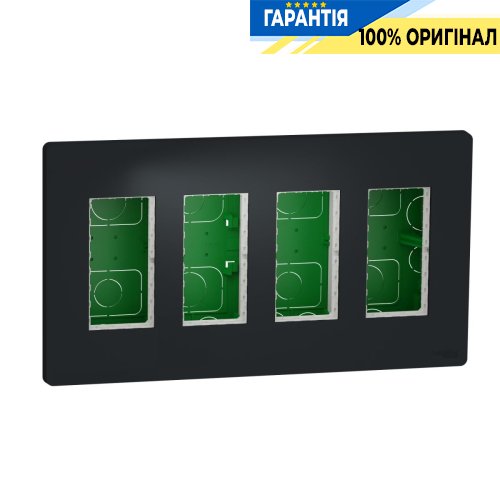 Блок unica system + прихований монтаж 4х2, Schneider Electric Unica New NU174454, Антрацит