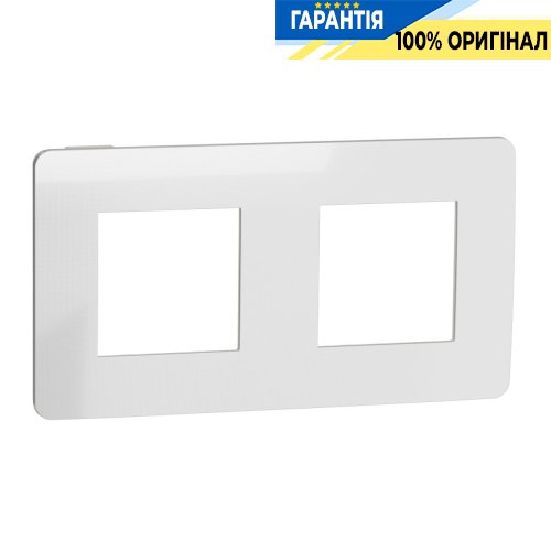 Рамка 2-а, Schneider Electric Unica New Studio Metal NU280455, Хром/Білий