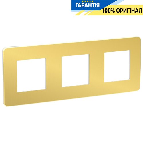 Рамка 3-постовая, Schneider Electric Unica New Studio Metal NU280659 золото/белый