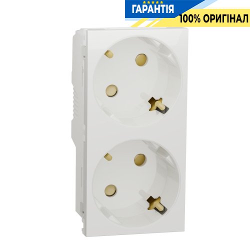 Двойная розетка 45° с шт., с з/к Unica New, Schneider Electric NU306718A, белая
