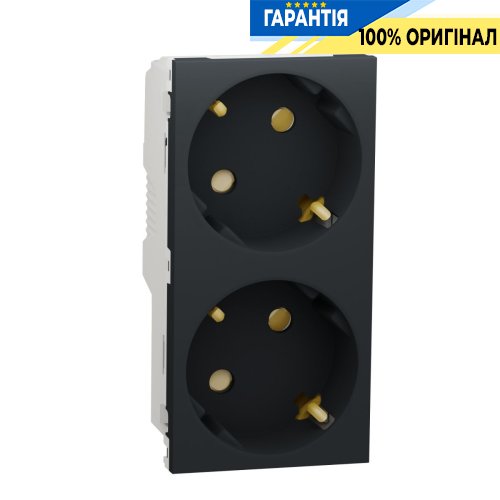 Двойная розетка 45° с шт., с з/к. Unica New, Schneider Electric NU306754A, антрацит