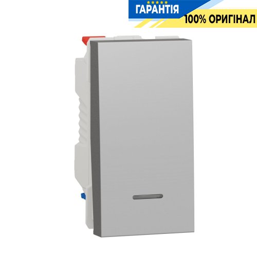 Перемикач 1-кл. з нейтр 10А, 1-мод., Schneider Electric Unica New NU310330S, Алюміній