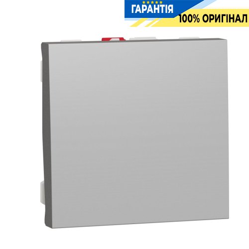Вимикач 1-клавішний, сх. 1, 10 AX, 250 В, Schneider Electric Unica New NU320130, Алюміній