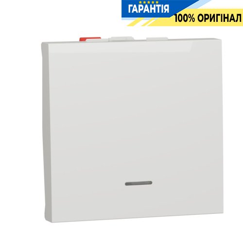 Перемикач 1-кл. з нейтр 10А, 2-мод., Schneider Electric Unica New NU320318S, Білий