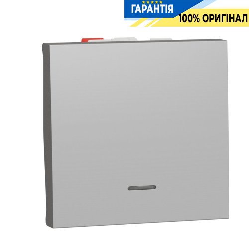 Переключатель 1-кл. с нейтр 10А, 2-мод Unica New, Schneider Electric NU320330S, алюминий
