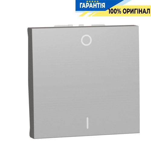 Вимикач двополюсний, 1-клавішний, сх. 2, 16 AX, 250В, Schneider Electric Unica New NU326230, Алюміній