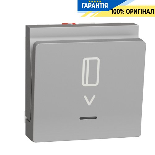 Выключатель карточный, с подсветкой, 10 А, Unica New Schneider Electric NU328330 алюминий