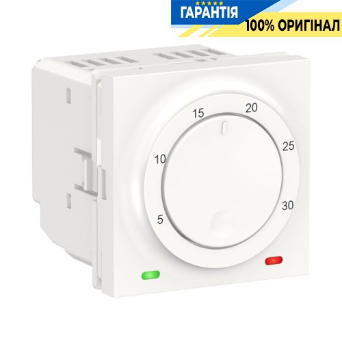 Термостат електронний, 8А, вбудований термодатчик, Schneider Electric Unica New NU350118, Білий
