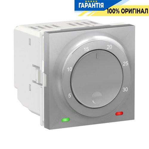 Термостат электронный, 8А, встроенный термодатчик, Unica New Schneider Electric NU350130 алюминий
