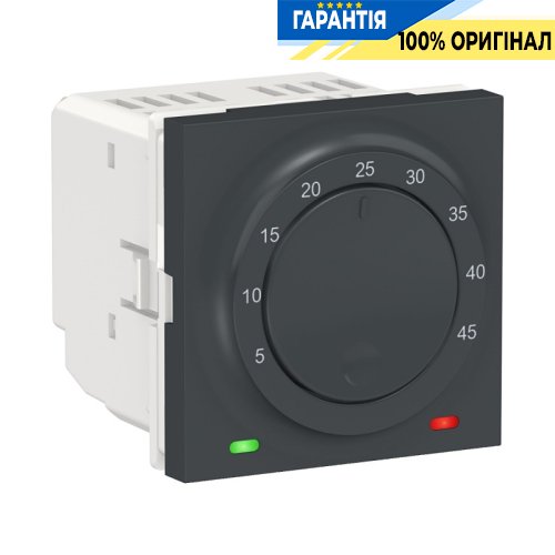 Термостат теплої підлоги, 10А, виносний термодатчик, Schneider Electric Unica New NU350354, Антрацит