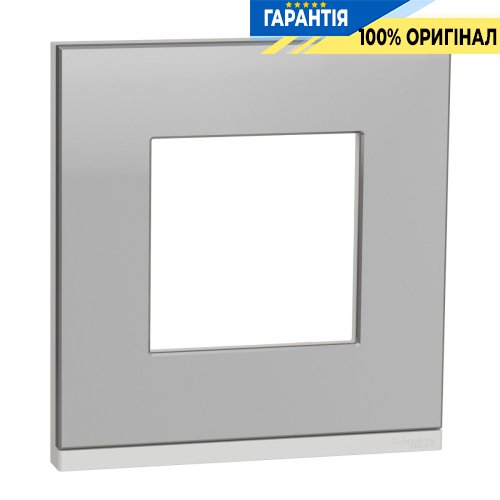 Рамка 1-постовая Schneider Electric Unica New Pure NU600280, горизонтальная, алюминий матовый/белый