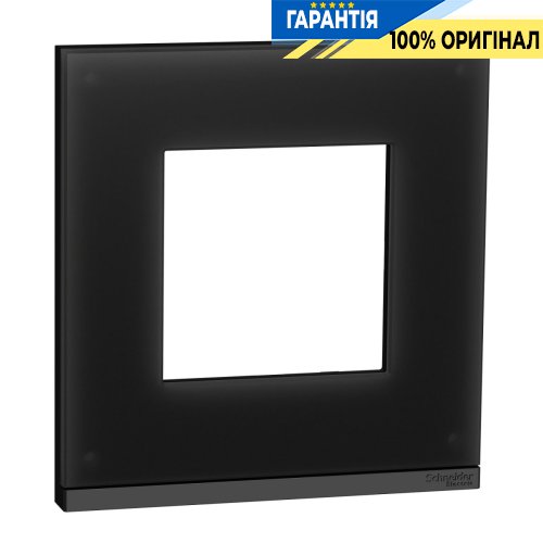 Рамка 1-а Schneider Electric Unica New Pure NU600286, горизонтальна, Чорне скло/Антрацит