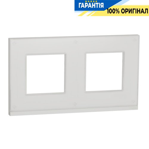 Рамка 2-постовая Schneider Electric Unica New Pure NU600485, горизонтальная, белое стекло/белый