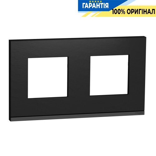 Рамка 2-а Schneider Electric Unica New Pure NU600487, горизонтальна, Камінь/Антрацит