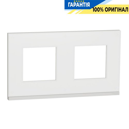 Рамка 2-а Schneider Electric Unica New Pure NU600489, горизонтальна, Матове скло/Білий