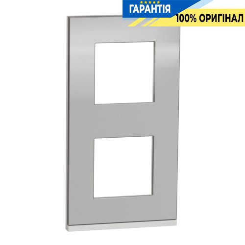Рамка 2-постовая Schneider Electric Unica New Pure NU6004V80, вертикальная, алюминий матовый/белый