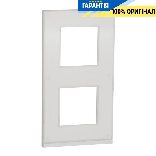 Рамка 2-постовая Schneider Electric Unica New Pure NU6004V85, вертикальная, белое стекло/белый