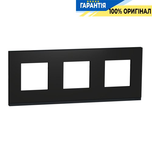 Рамка 3-поста Schneider Electric Unica New Pure NU600682, горизонтальная, каучук/антрацит