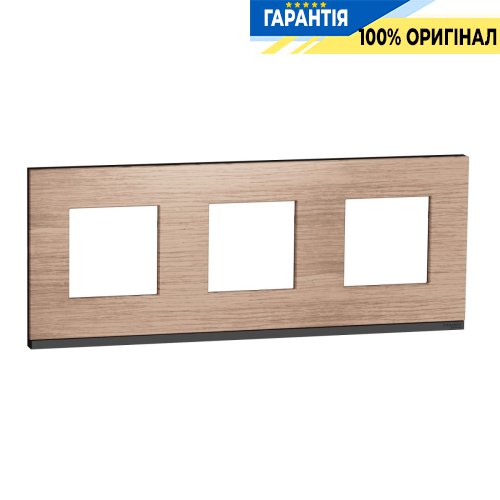 Рамка 3-а Schneider Electric Unica New Pure NU600684, горизонтальна, Дуб/Антрацит