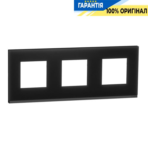 Рамка 3-постовая Schneider Electric Unica New Pure NU600686, горизонтальная, черное стекло/антрацит