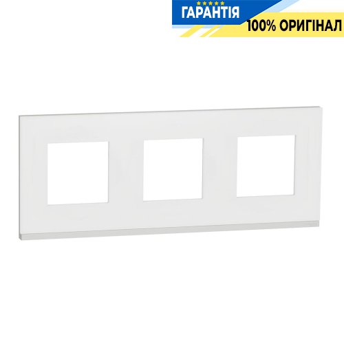 Рамка 3-постовая Schneider Electric Unica New Pure NU600689, горизонтальная, матовое стекло/белый