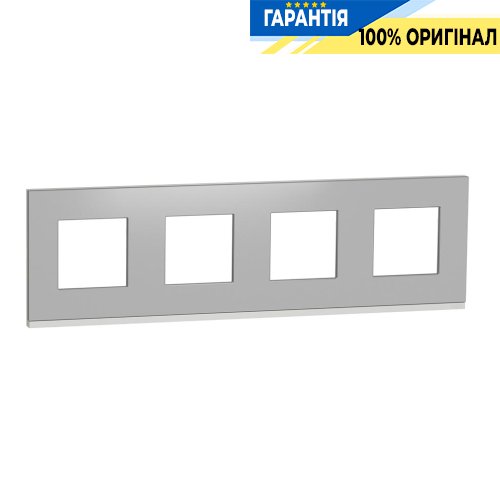 Рамка 4-поста Schneider Electric Unica New Pure NU600880, горизонтальная, алюминий матовый/белый