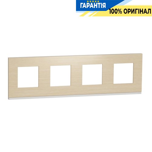 Рамка 4-а Schneider Electric Unica New Pure NU600883, горизонтальна, Клен/Білий