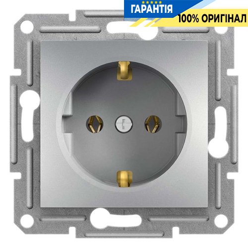 Розетка с заземлением «Asfora», (цвет алюминий) Schneider Electric EPH2900161