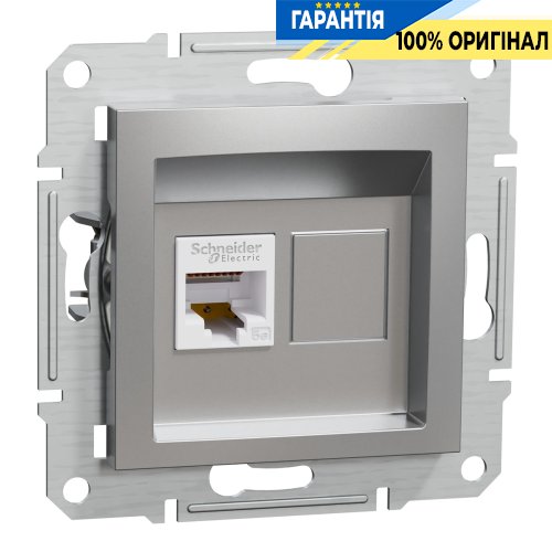 Розетка комп'ютерна RJ45 кат. 5е UTP Asfora, (алюміній) Schneider Electric EPH4300161
