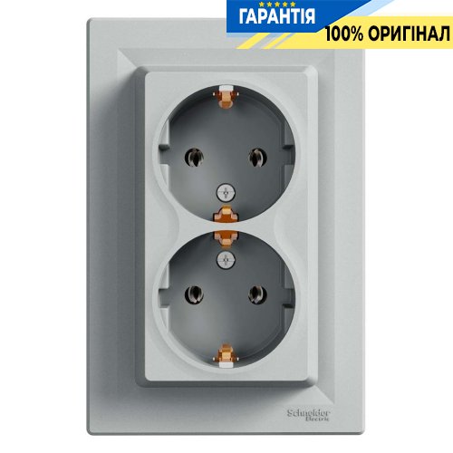 Розетка 2-я із заземленням «Asfora», (алюміній) Schneider Electric EPH9900161