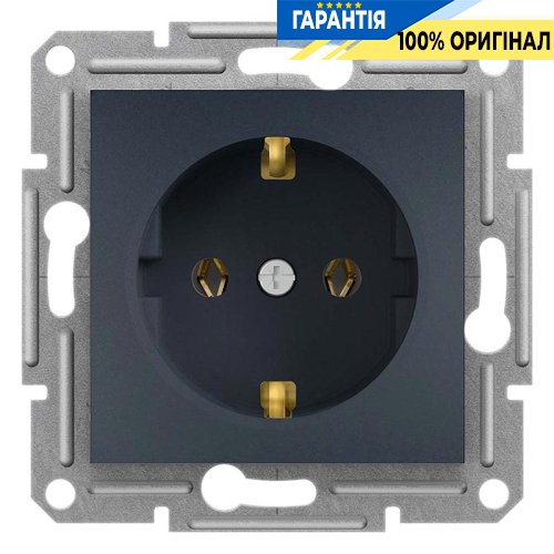 Розетка с заземлением «Asfora», (цвет антрацит) Schneider Electric EPH2900171
