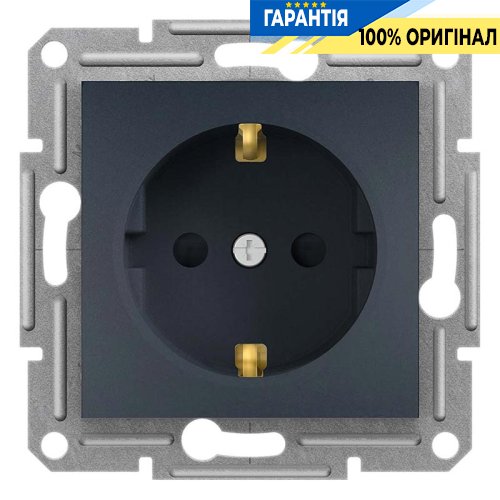 Розетка с заземлением и со шторками «Asfora», (цвет антрацит) Schneider Electric EPH2900271