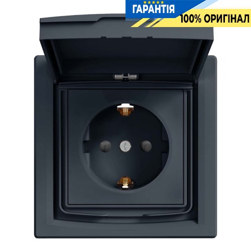 Розетка с заземлением и со шторками IP44 «Asfora», (цвет антрацит) Schneider Electric EPH3100371