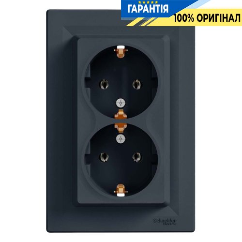 Розетка 2-а із заземленням «Asfora», (антрацит) Schneider Electric EPH9900171