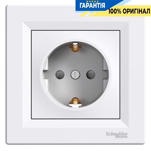 Розетка з заземлюючим контактом з зах. шторками Asfora, (білий) Schneider Electric EPH2900221