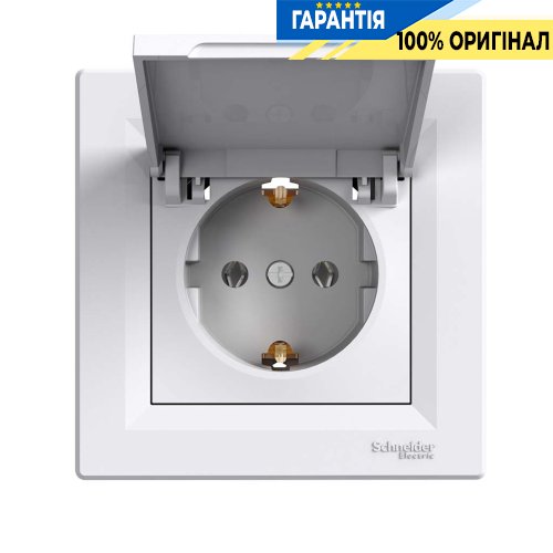Розетка с крышкой с заземляющим контактом Asfora, (белый) Schneider Electric EPH3100121