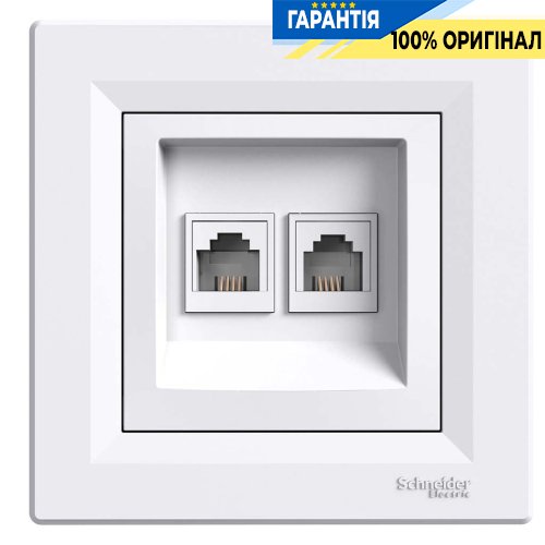 Розетка телефонная RJ11, 4 конт. двойная Asfora, (белая) Schneider Electric EPH4200121