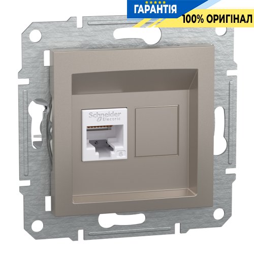Розетка комп'ютерна 1-а RJ45 кат.6 / UTP «Asfora», (бронза) Schneider Electric EPH4700169